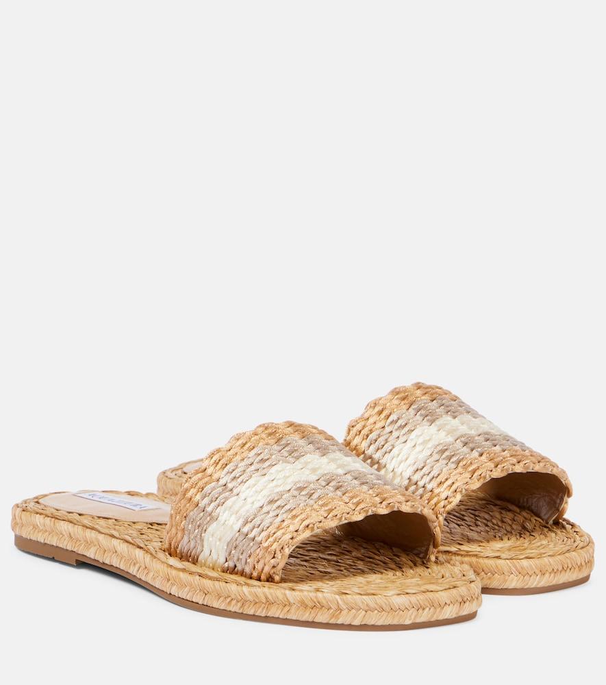 aquazzura playa raffia slides