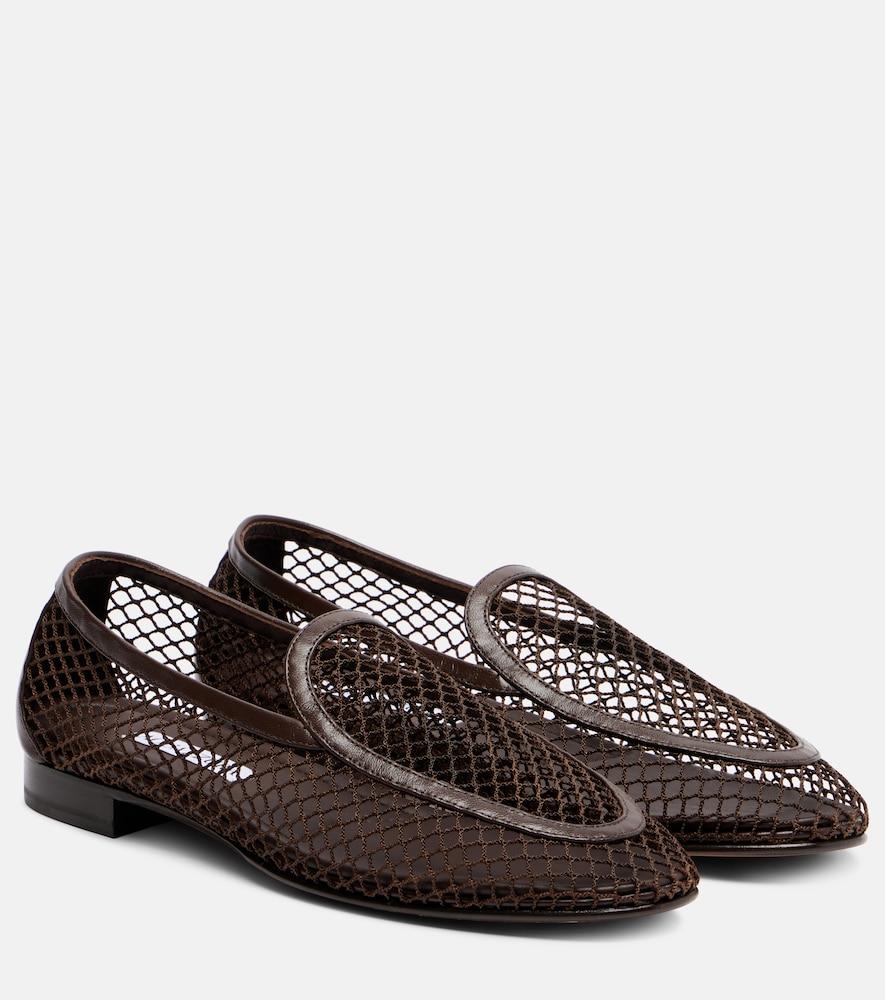 aquazzura saint germain leather-trimmed moccasins