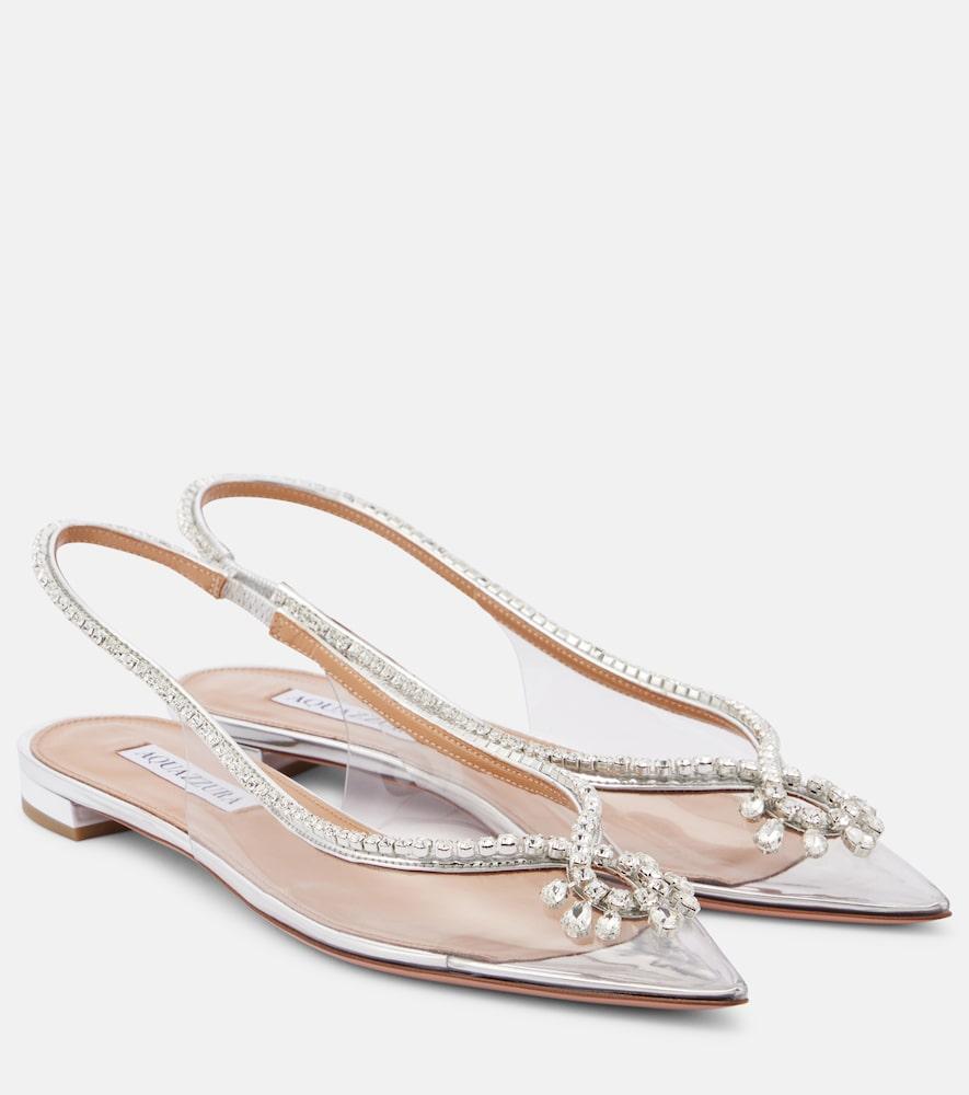 aquazzura seduction crystal-embellished pvc slingback flats