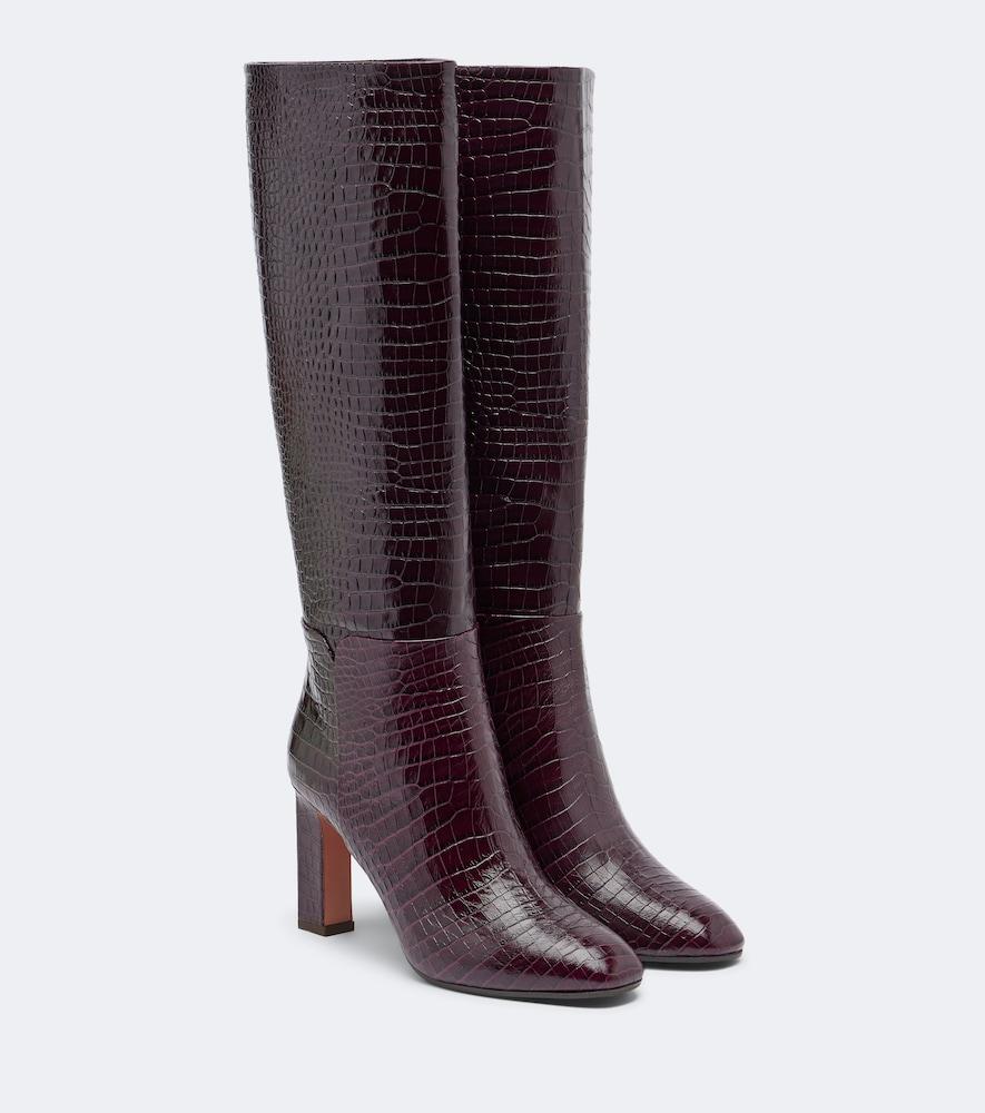 aquazzura sellier croc-effect leather knee-high boots