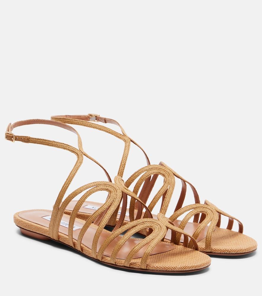 aquazzura serenade raffia sandals