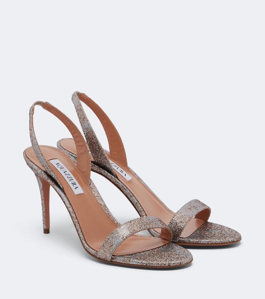 aquazzura so nude metallic leather slingback sandals