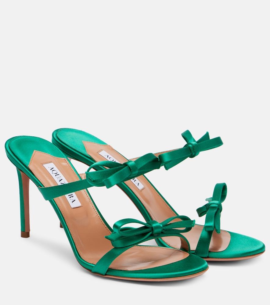 aquazzura soave 85 bow-detail satin mules