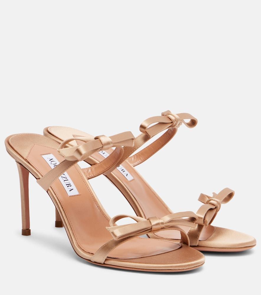 aquazzura soave 85 bow-detail satin sandals