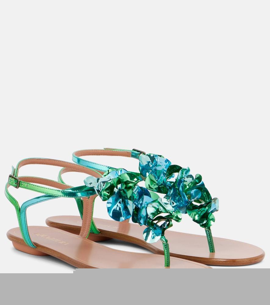 aquazzura summer sun metallic leather thong sandals