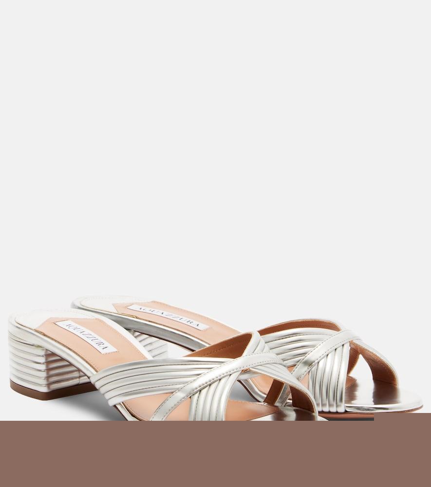 aquazzura sundance metallic leather sandals