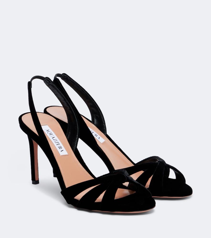 aquazzura tati velvet slingback sandals
