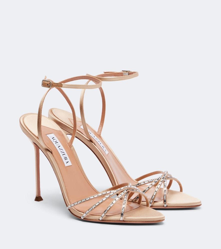 aquazzura tell me crystal satin sandals