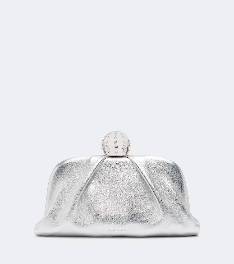 aquazzura tequila embellished canvas clutch