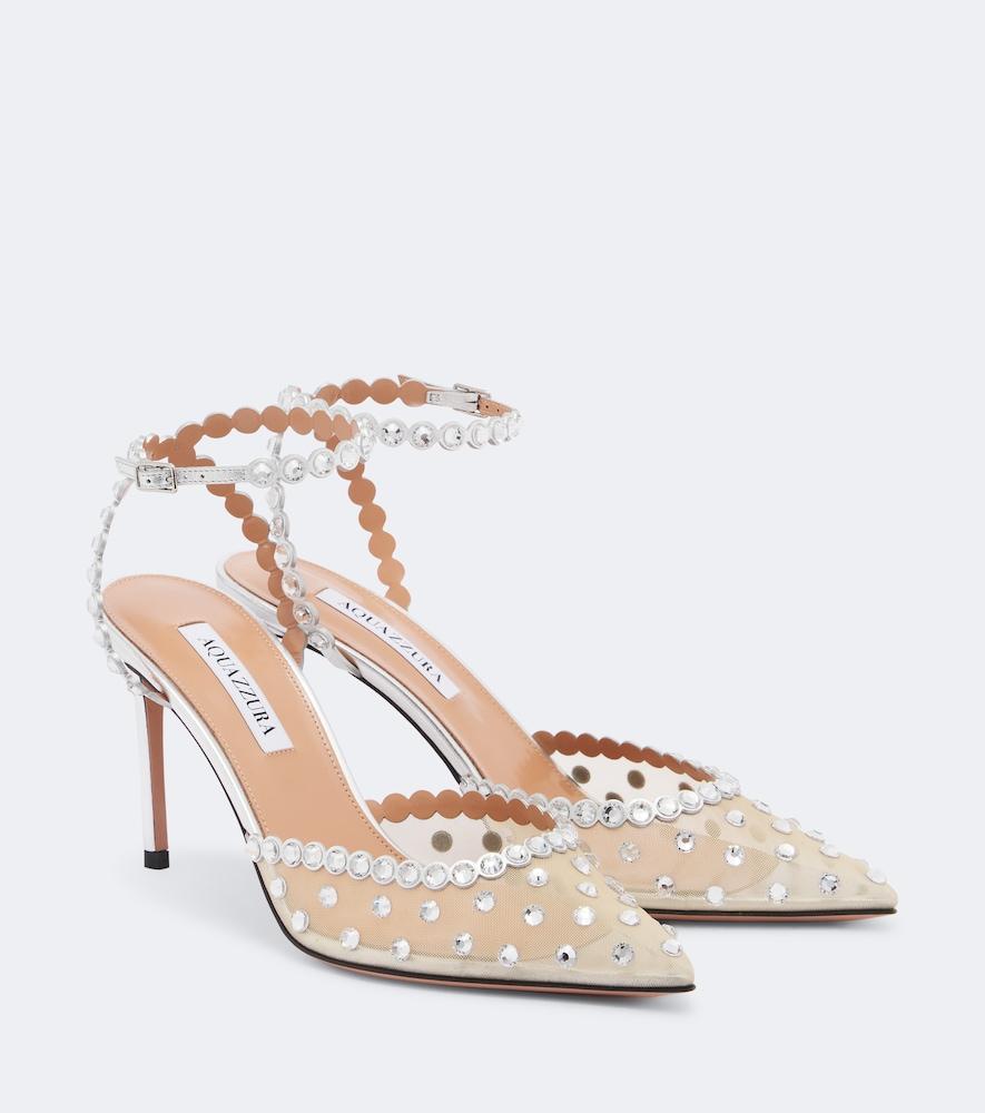 aquazzura tequila embellished mesh pumps