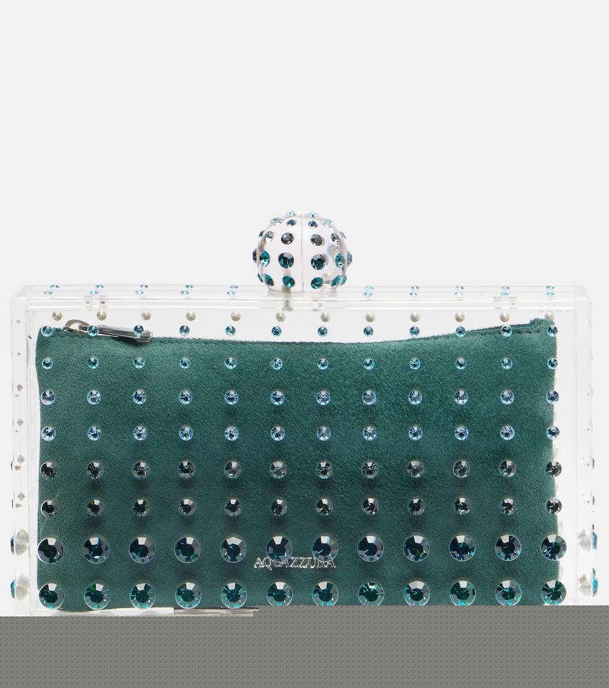 aquazzura tequila mini beaded suede-lined clutch