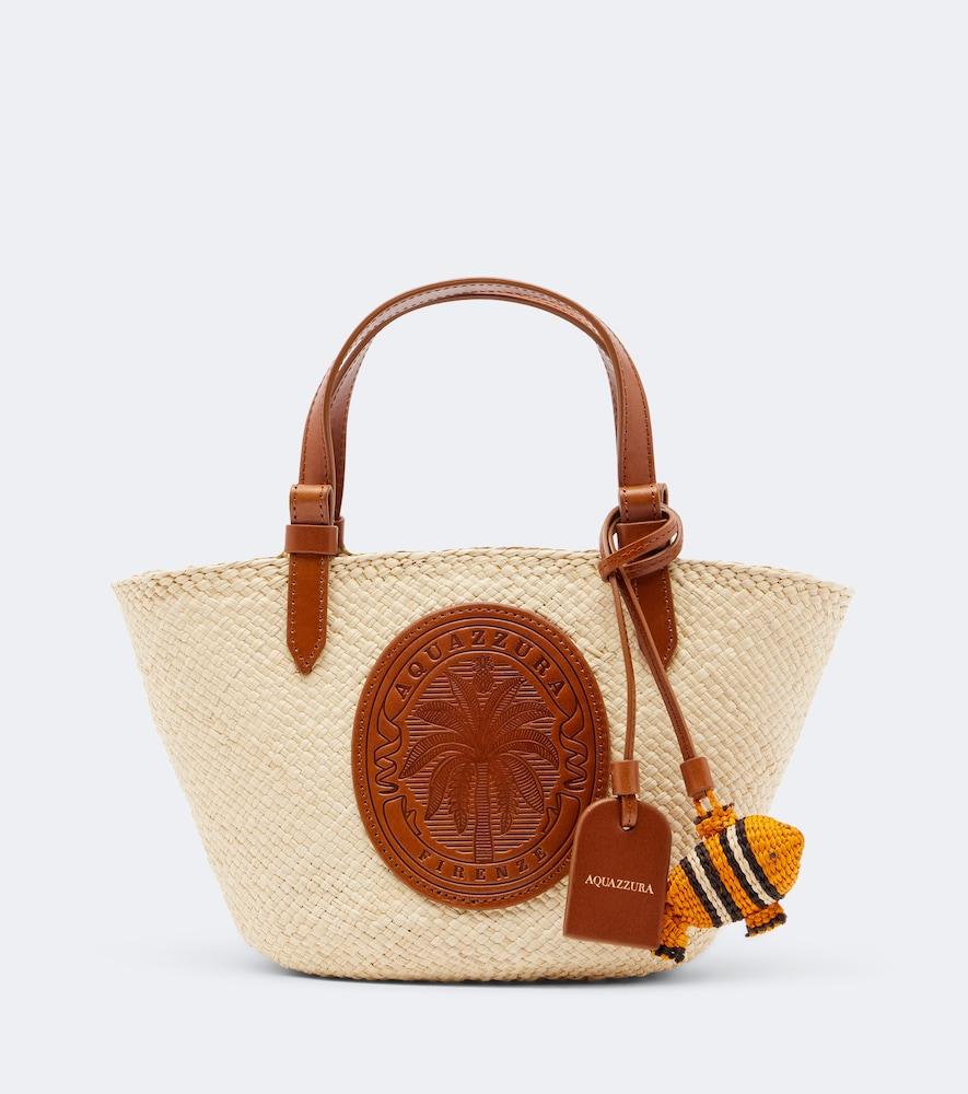 aquazzura tropical mini raffia top-handle bag