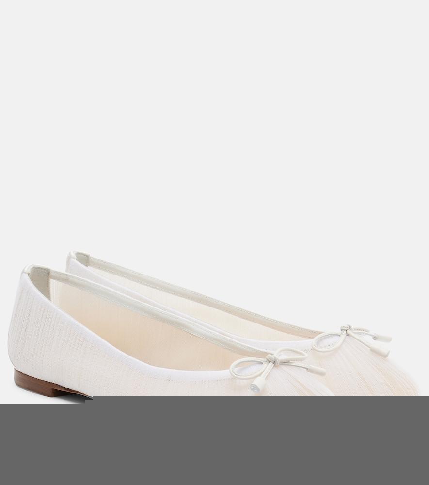 aquazzura voile leather-trimmed tulle ballet flats