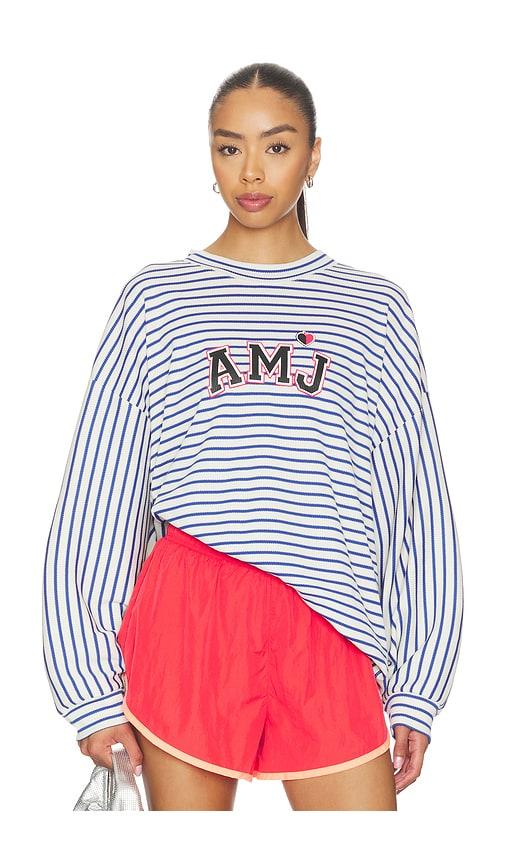 araminta james amj waffle long sleeve tee in navy. - size m (also in s, xl, xs)