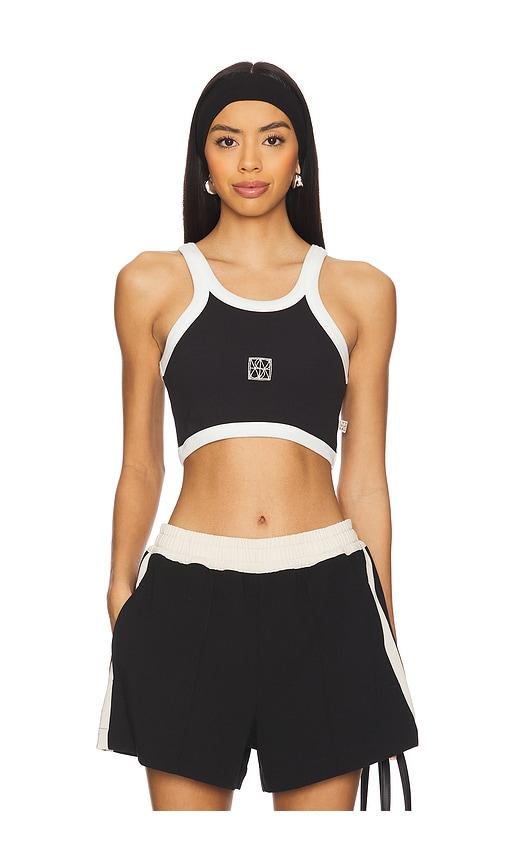 araminta james monogram cropped tank in black. - size l (also in xl)