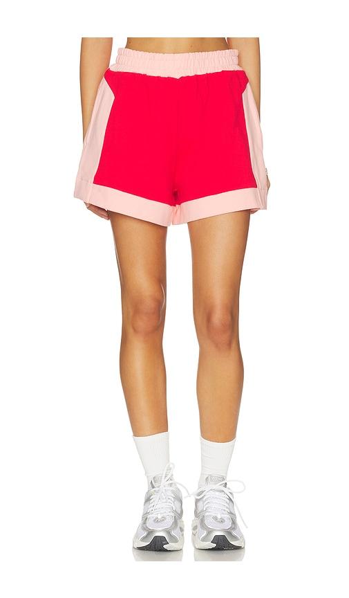 araminta james retro track short in red,pink. - size l (also in s, m)