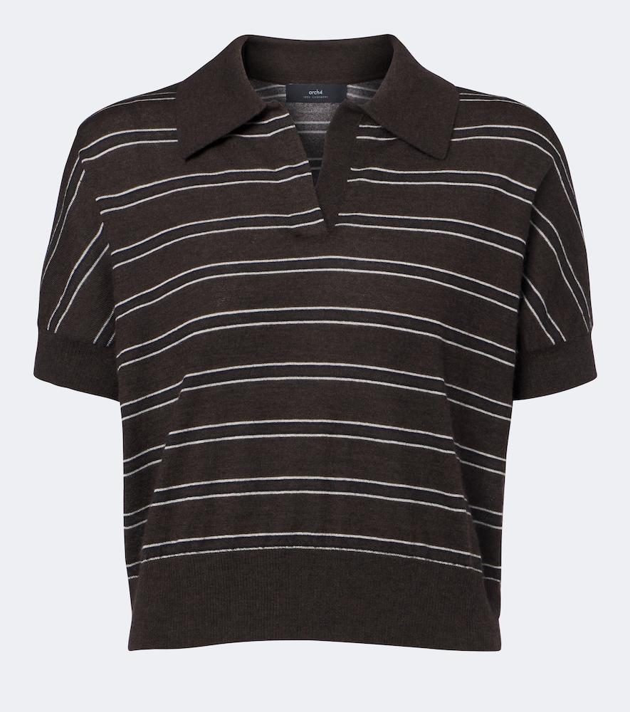 arch4 darya striped cashmere polo shirt