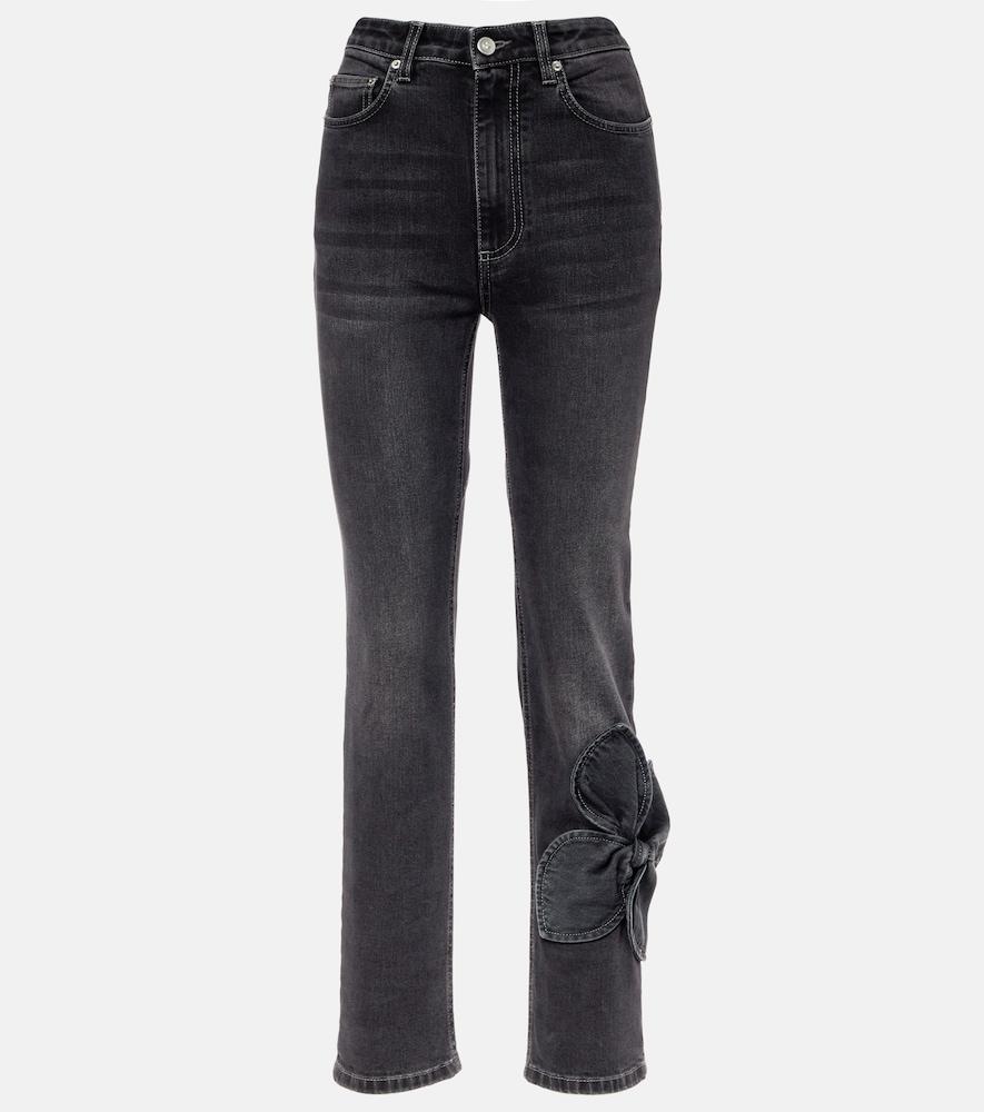 area bow-detail cropped straight jeans
