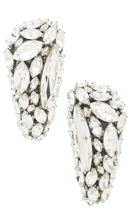 area crystal cluster triangle earrings.
