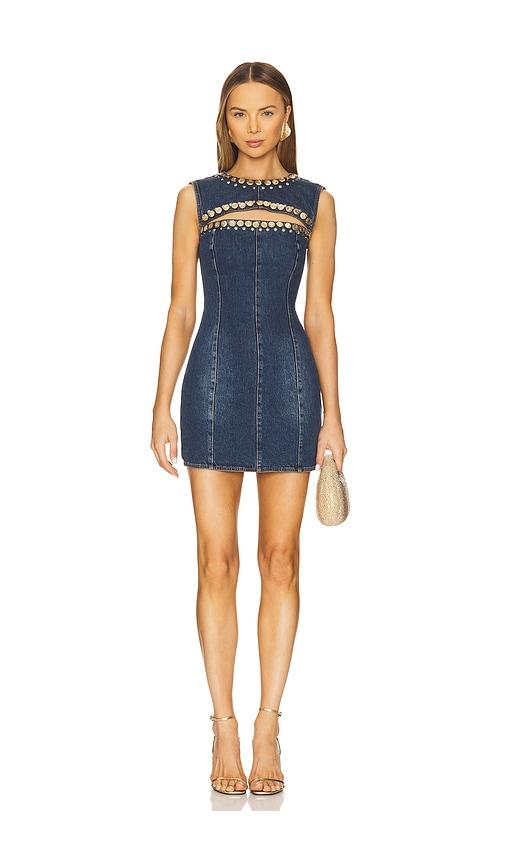 area crystal cut out mini dress in blue. - size 0 (also in 2)