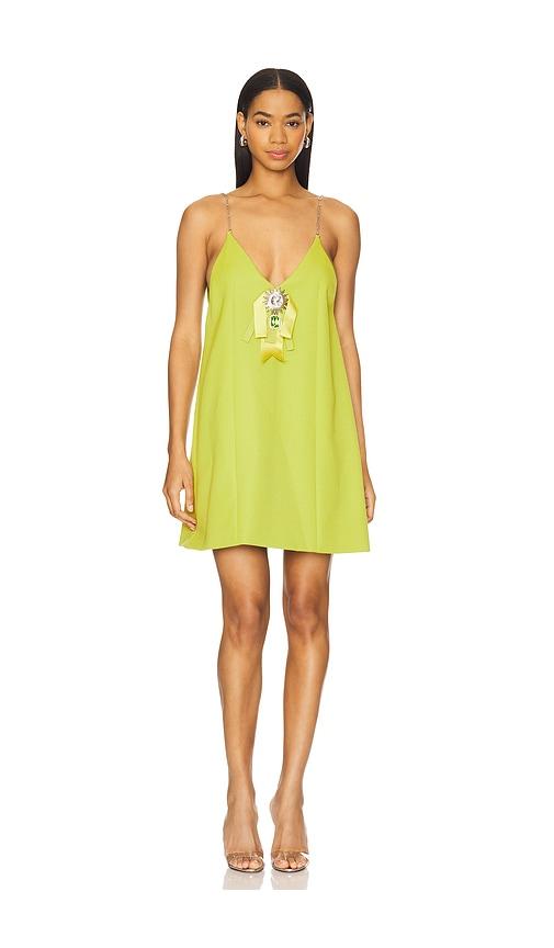 area crystal embellished bow mini dress in green. - size l (also in m)