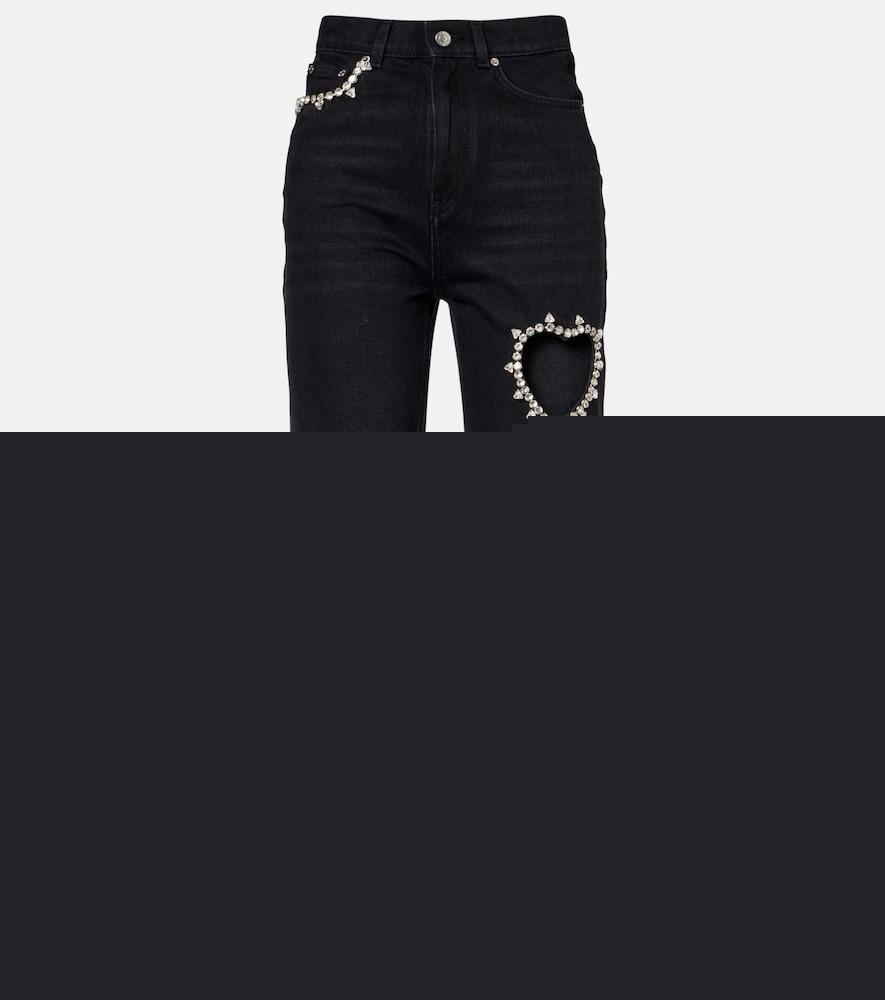 area crystal-embellished straight jeans