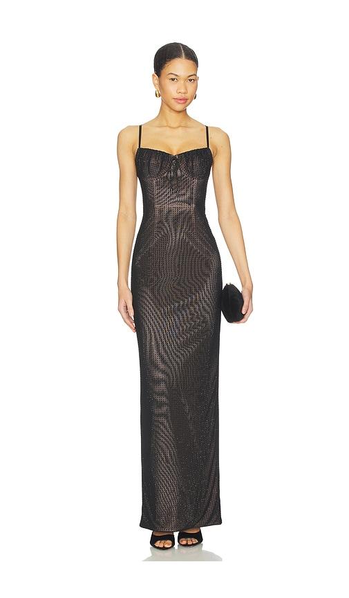area crystal hotfix gown in black. - size l (also in s, m)