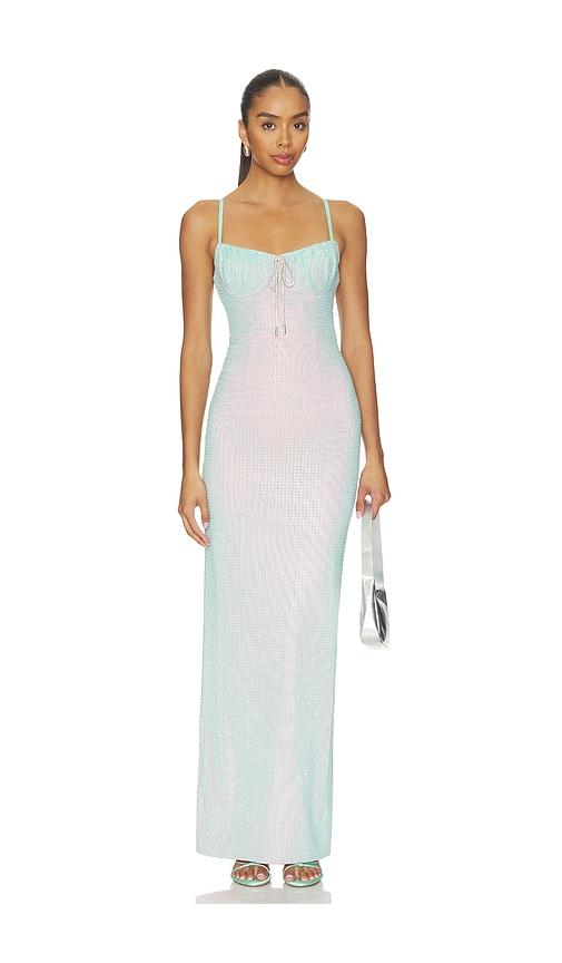 area crystal hotfix gown in teal,pink. - size m (also in xs, s)
