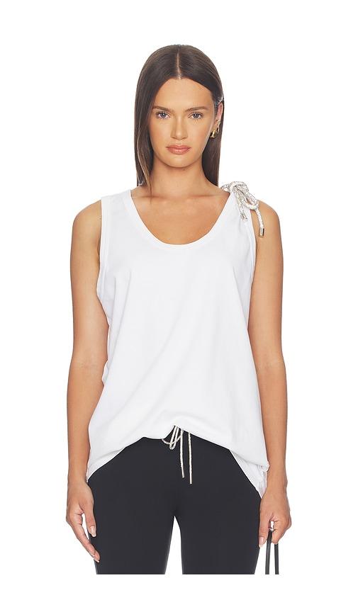 area crystal knot tank top in white. - size l (also in s, m)