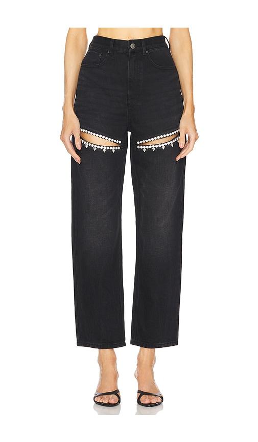 area crystal slit jeans in black. - size 27 (also in 28, 29)