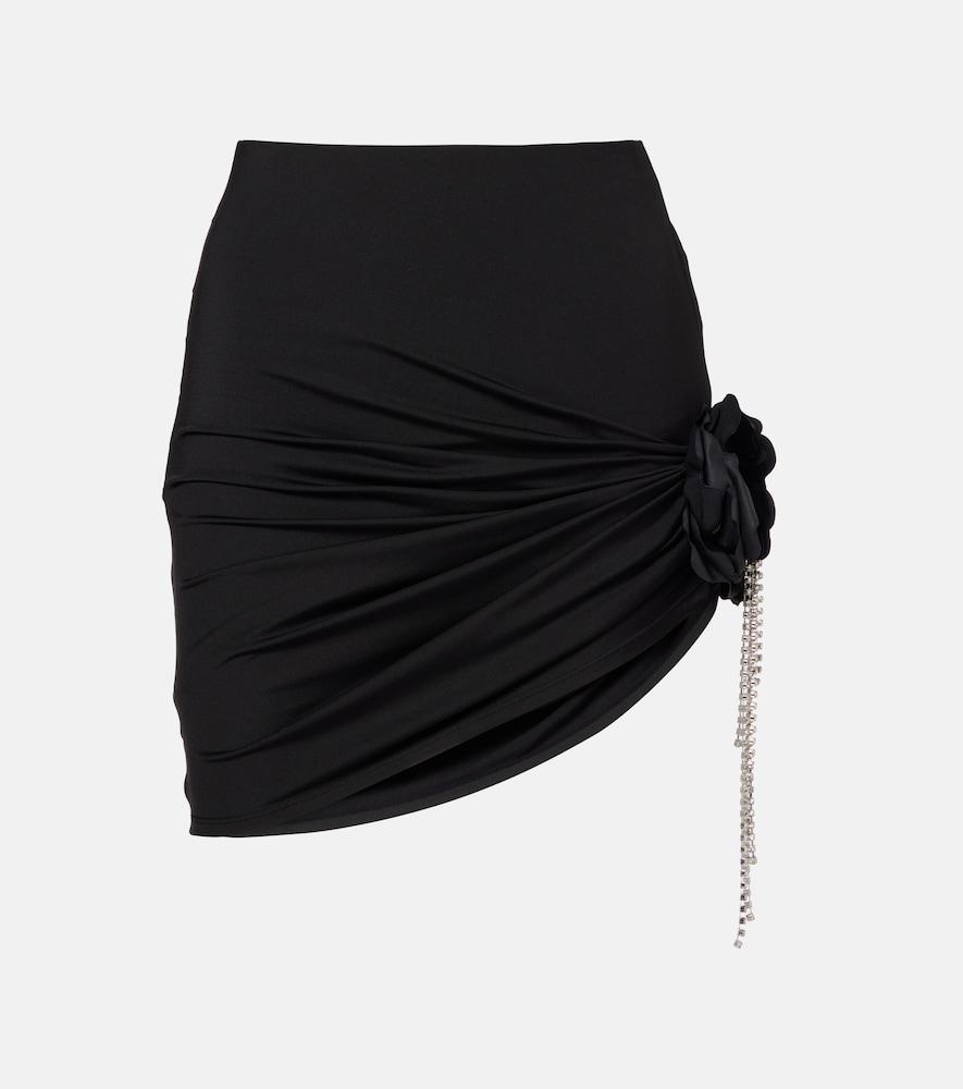 area draped embellished jersey miniskirt