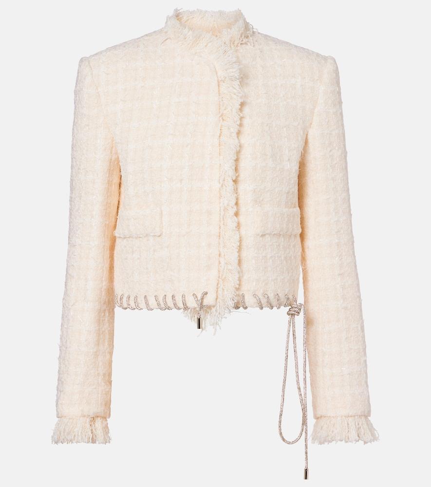area embellished tweed jacket