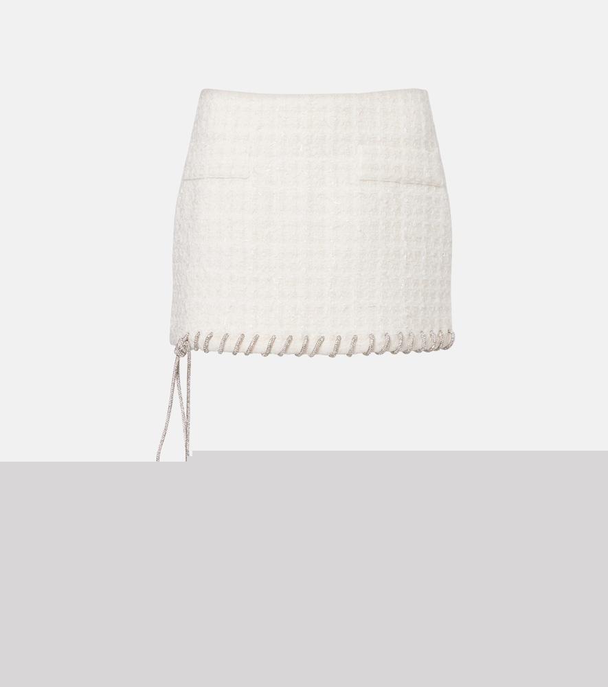 area embellished tweed miniskirt
