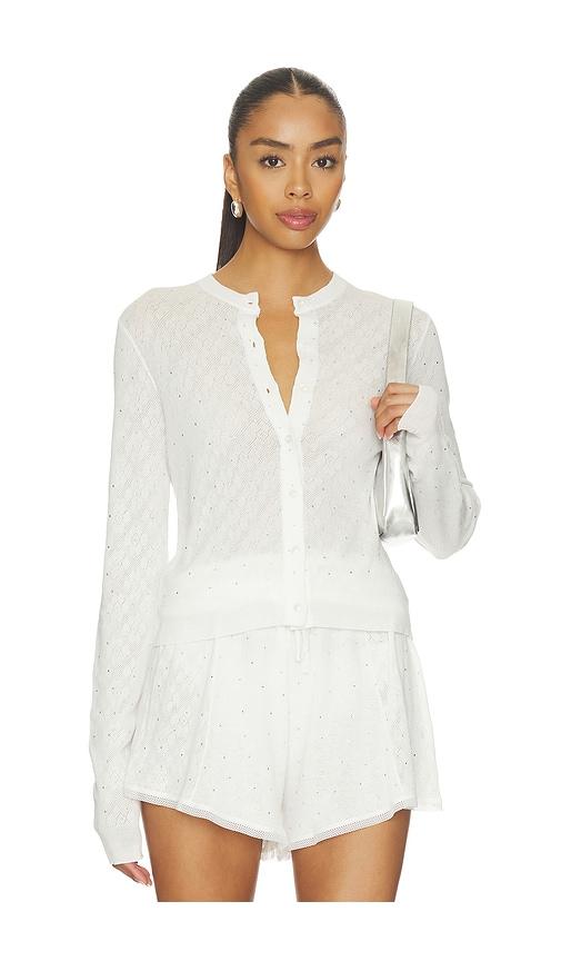 area girly rib knit cardigan in white. - size s (also in xs)