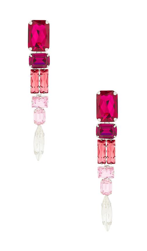 area ombre crystal drop earrings in pink.