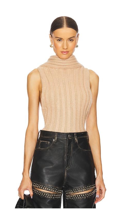 area sleeveless twisted top in beige. - size l (also in xl)