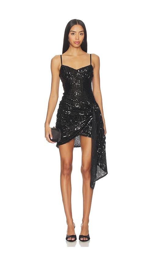 area wrapped sequin mini dress in black. - size m (also in xs)
