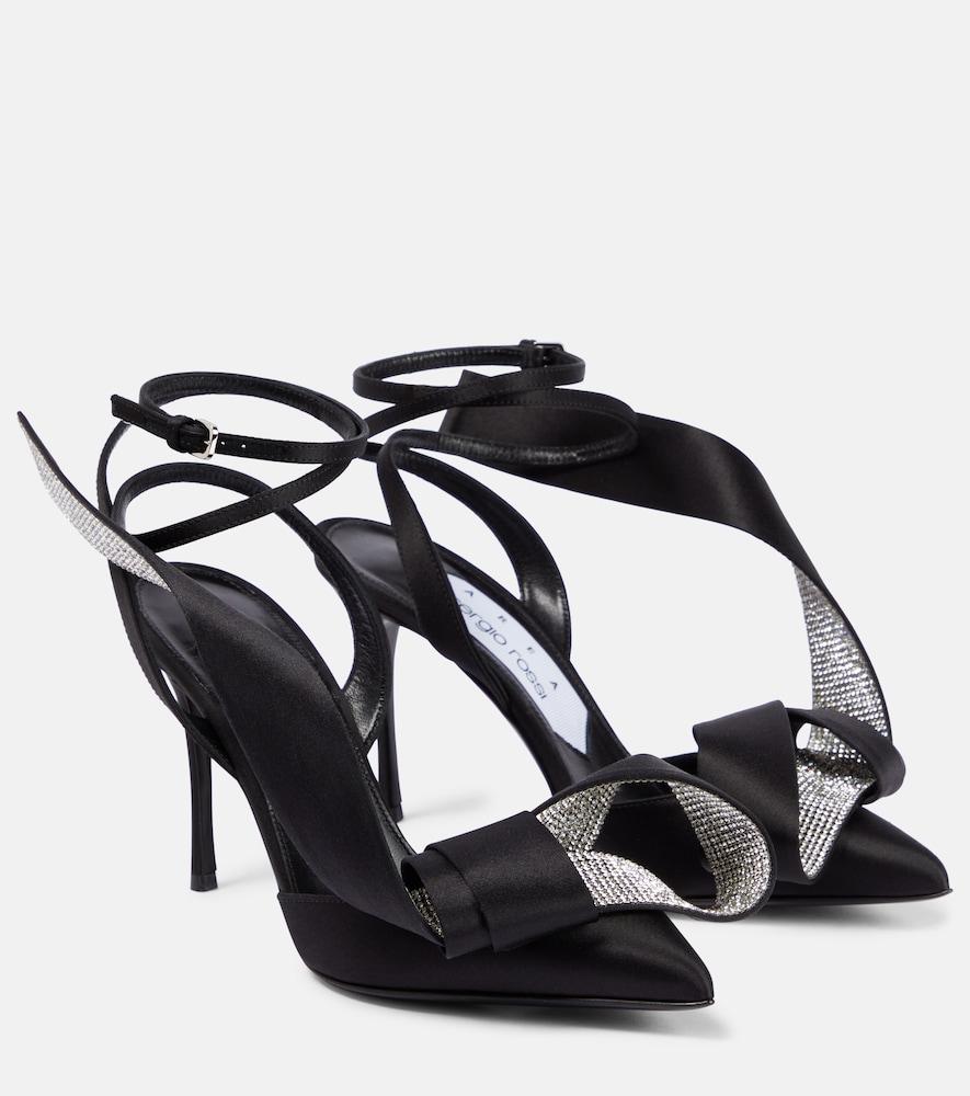 area x sergio rossi embellished satin slingback pumps