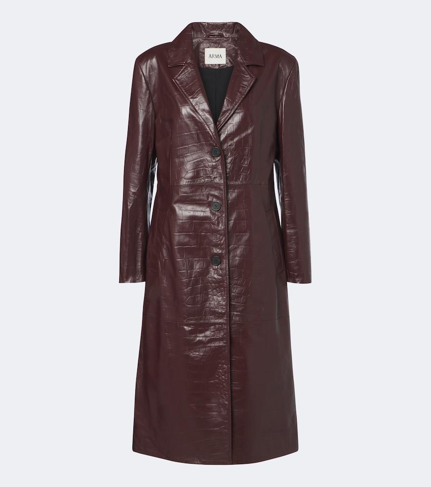 arma aisa croc-effect leather coat