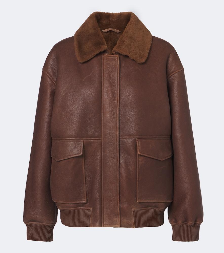 arma riley shearling-trimmed leather jacket