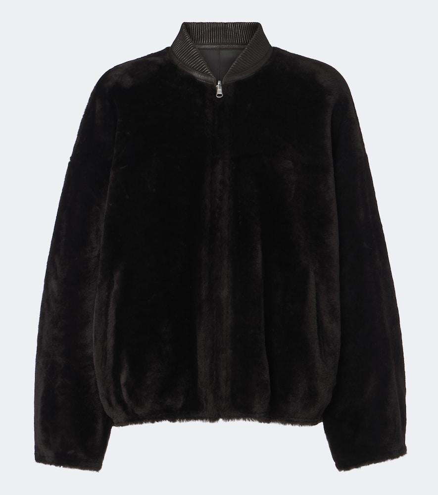 arma violet reversible shearling bomber jacket