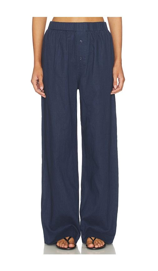 artless linen relaxed pants in navy. - size m (also in s, xs)