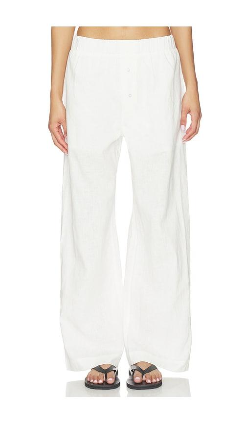 artless linen relaxed pants in white. - size m (also in s, xl, xs)