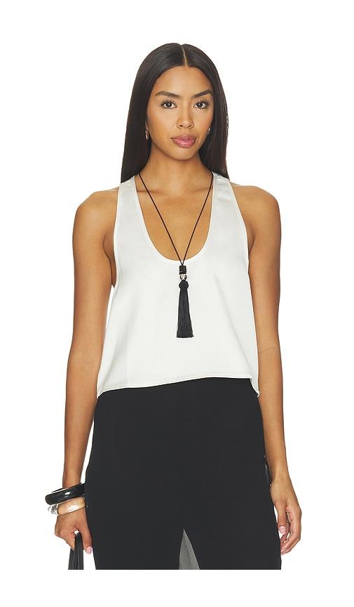 artless wren silk top in white. - size l (also in xs, s, m)