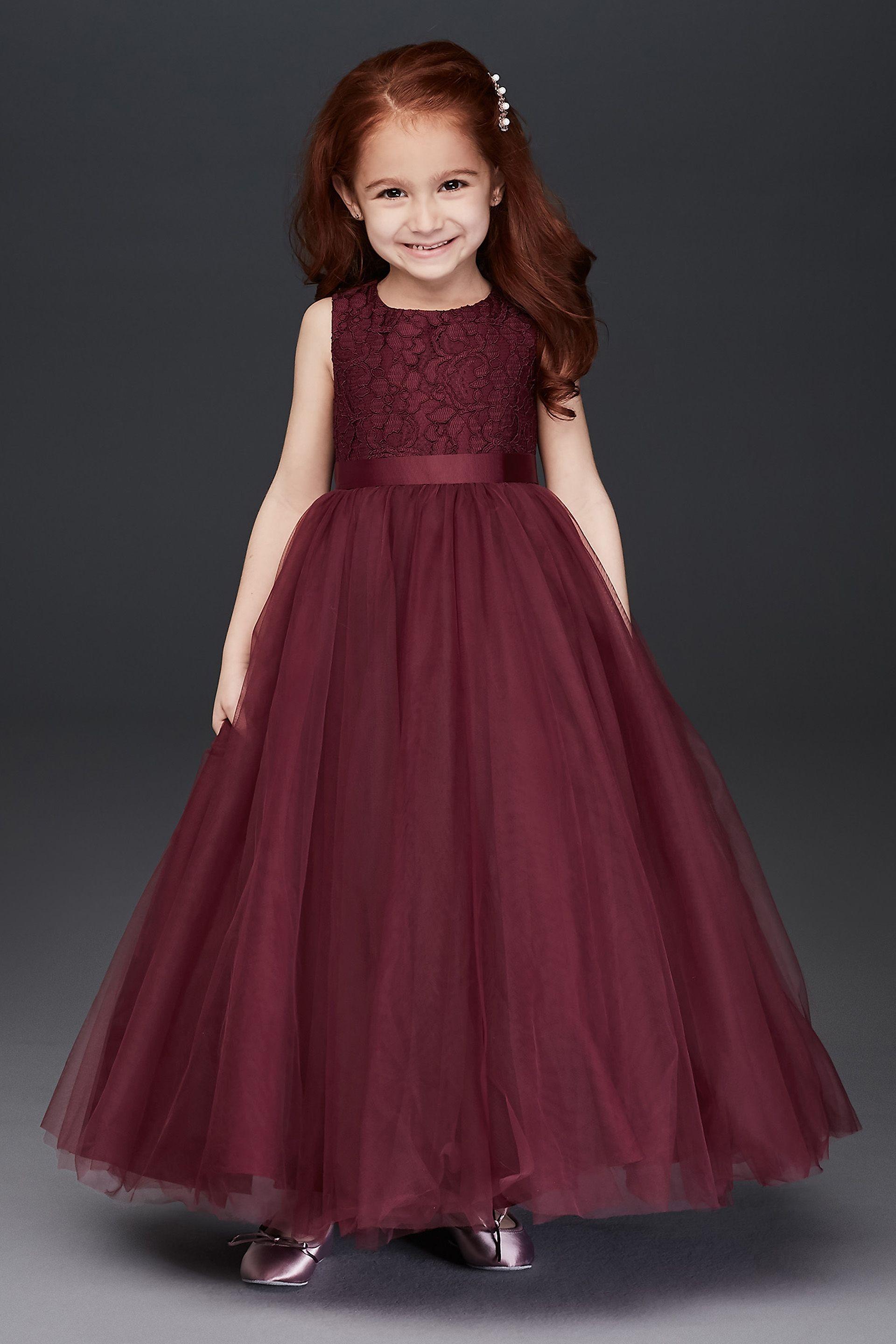 as is heart cutout ball gown flower girl dress in wine size: 6 david's bridal