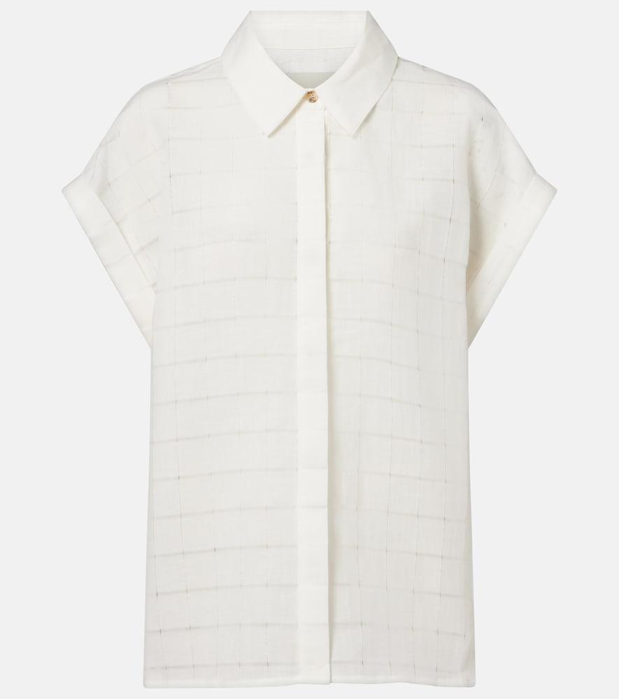 asceno andra linen and cotton checked shirt