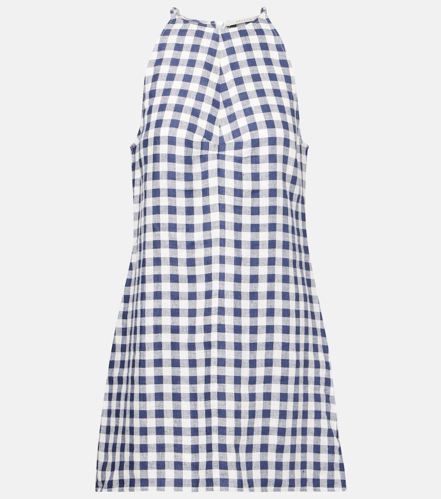 asceno antiqua gingham linen minidress