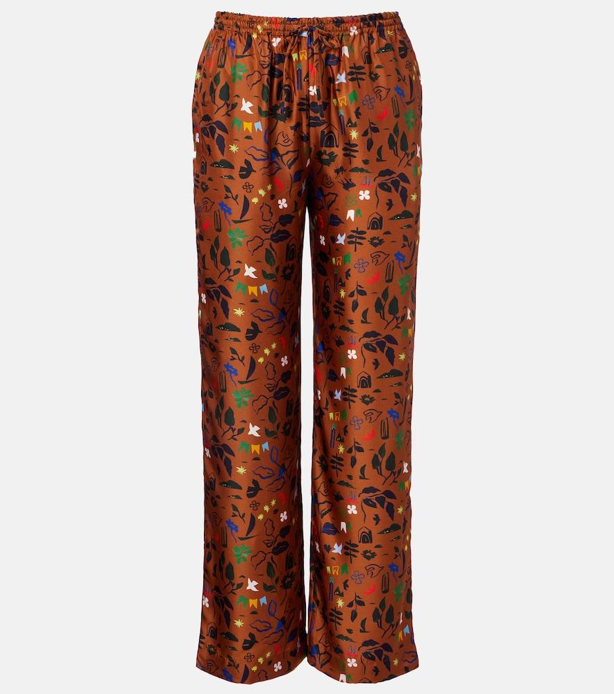 asceno aurelia printed silk twill wide-leg pants