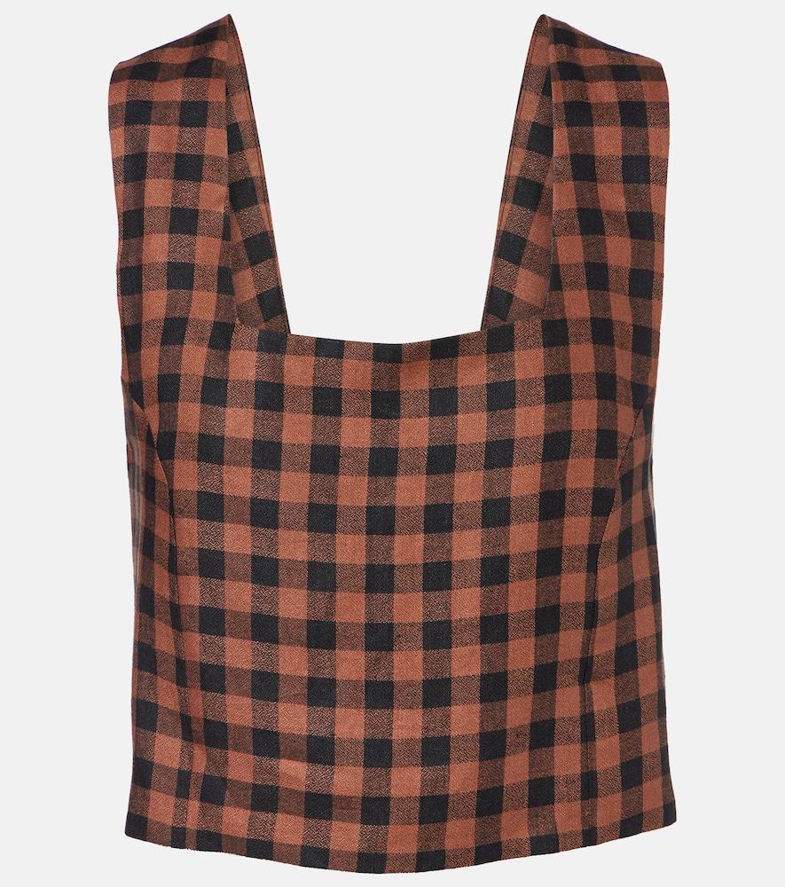 asceno checked linen top