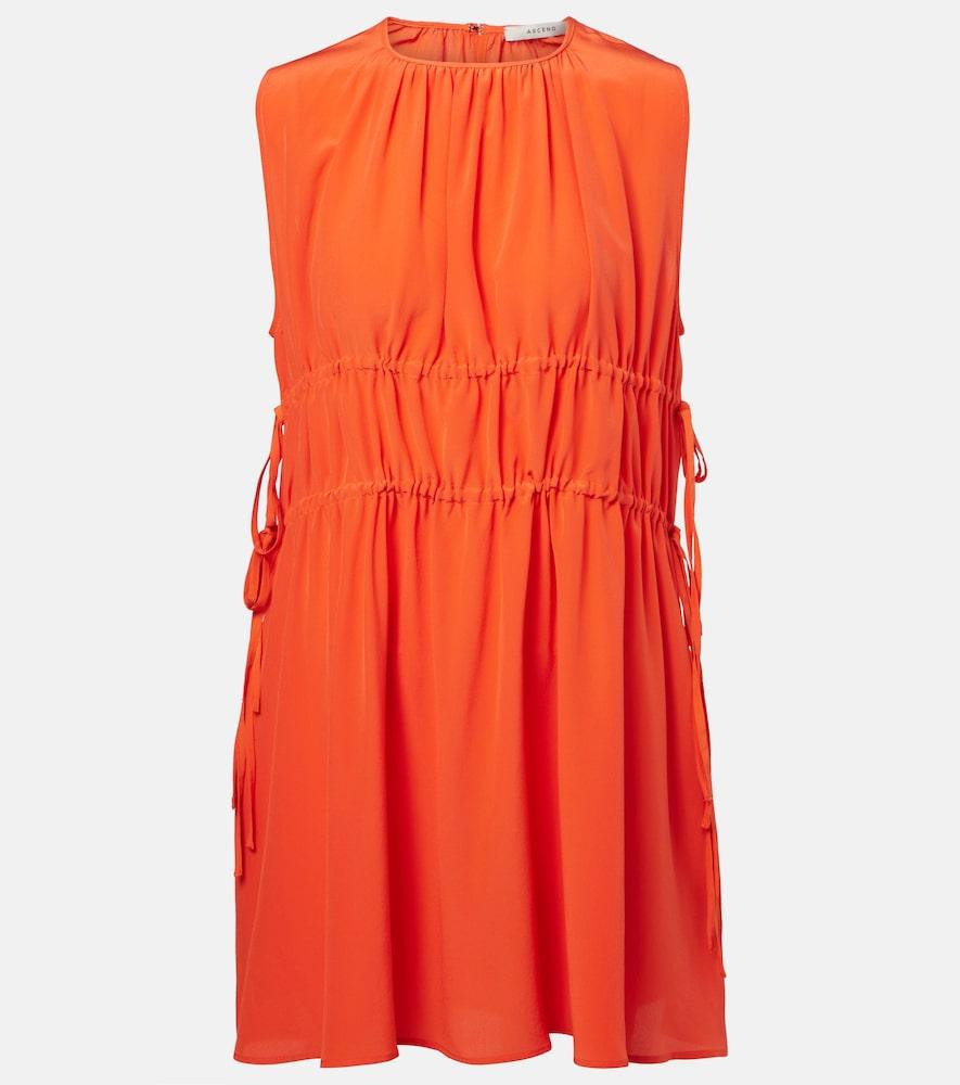 asceno como ruched silk crêpe minidress